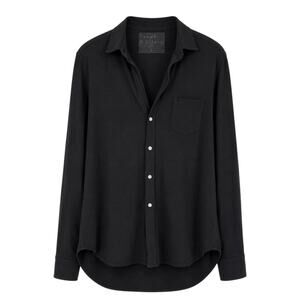 Frank & Eileen Tee Lab Eileen Relaxed Button Up Shirt Black Cotton Jersey L